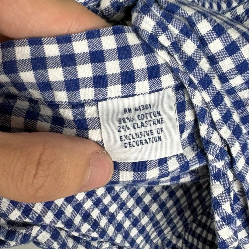 Ralph Lauren Oxford Shirt Men’s Medium Blue Gingham Check Flesh Pony Slim Fit